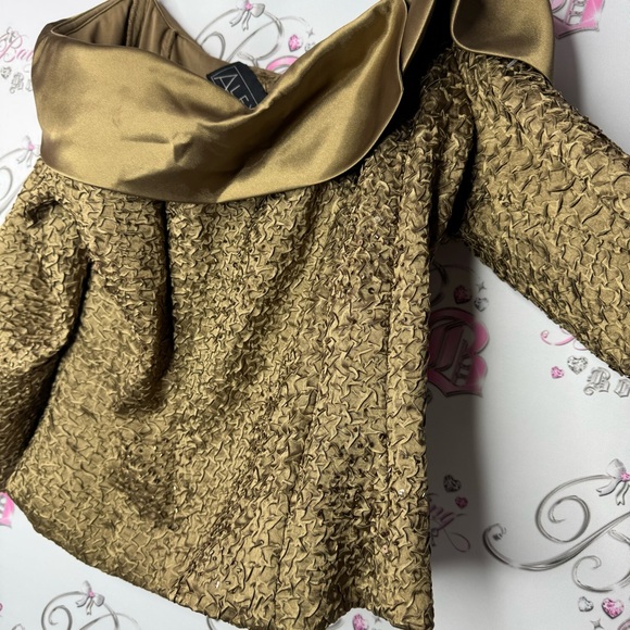 Alex evenings shirt off the shoulder sexy shimmer embroidered sequins silky luxe - Picture 2 of 7